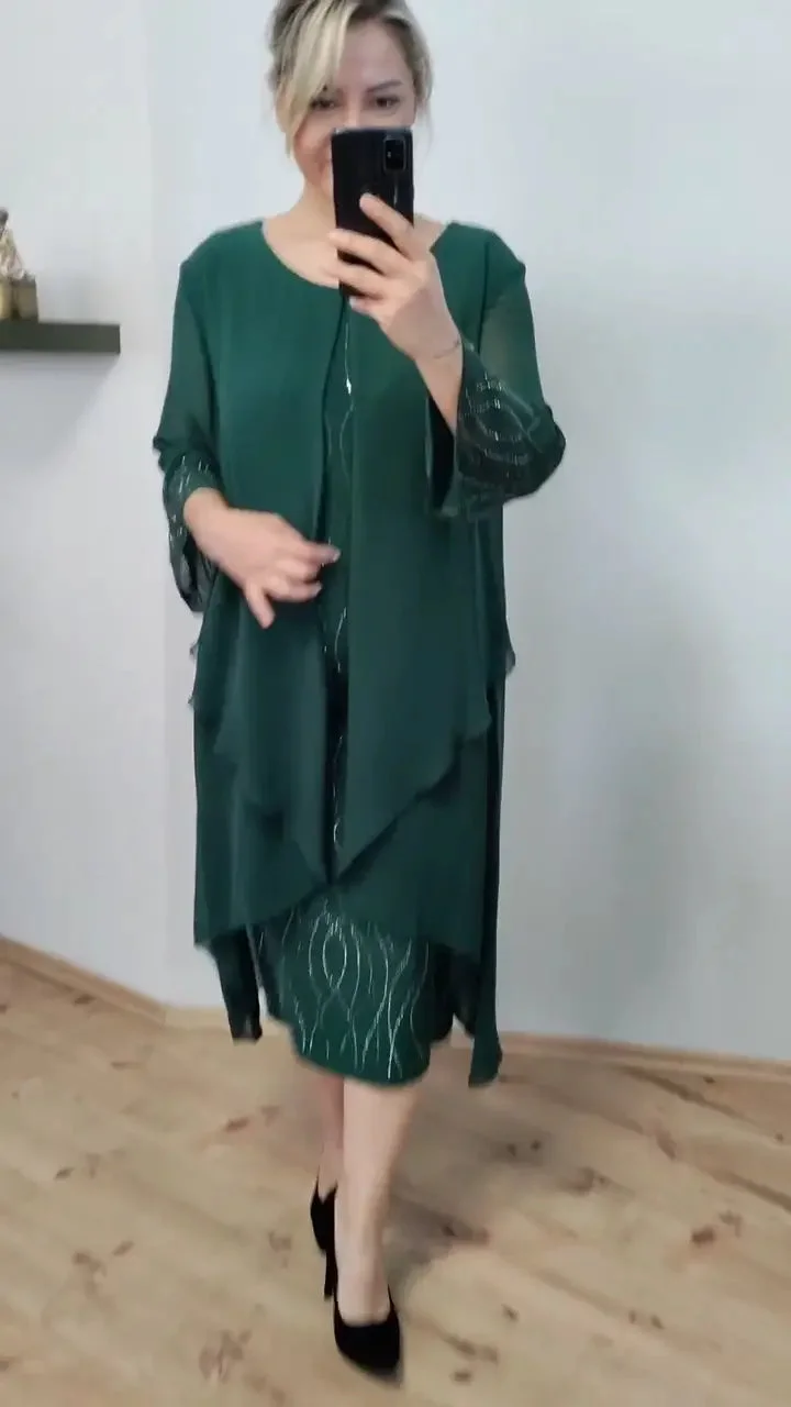 Moda™ Modna szyfonowa sukienka